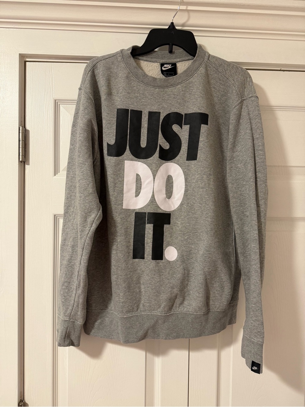 Nike Gray Crewneck Sweatshirt with Bold "JUST DO IT" Print